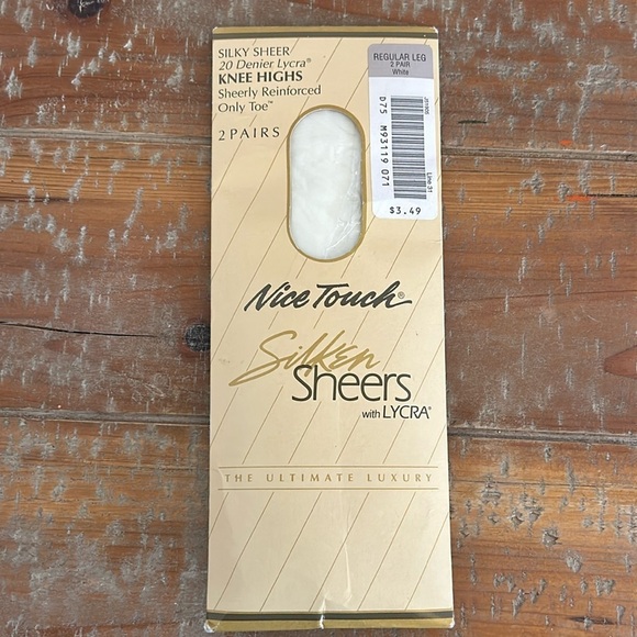 nice touch Accessories - Knee Highs NICE TOUCH Lycra SILKY SHEERS White Regular Vintage Sears Unopened